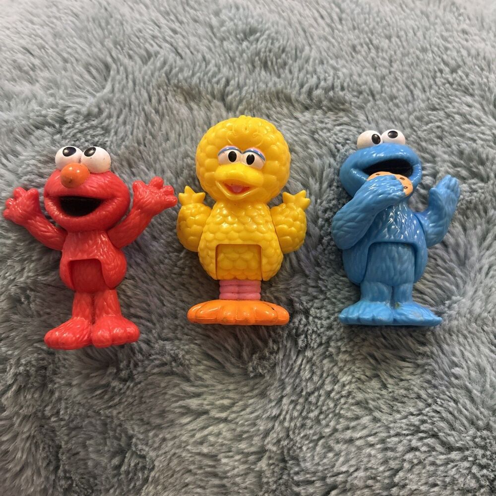 Sesame Street 3” Figure Toys Lot of 3 - Big Bird, Elmo & Cookie Monster